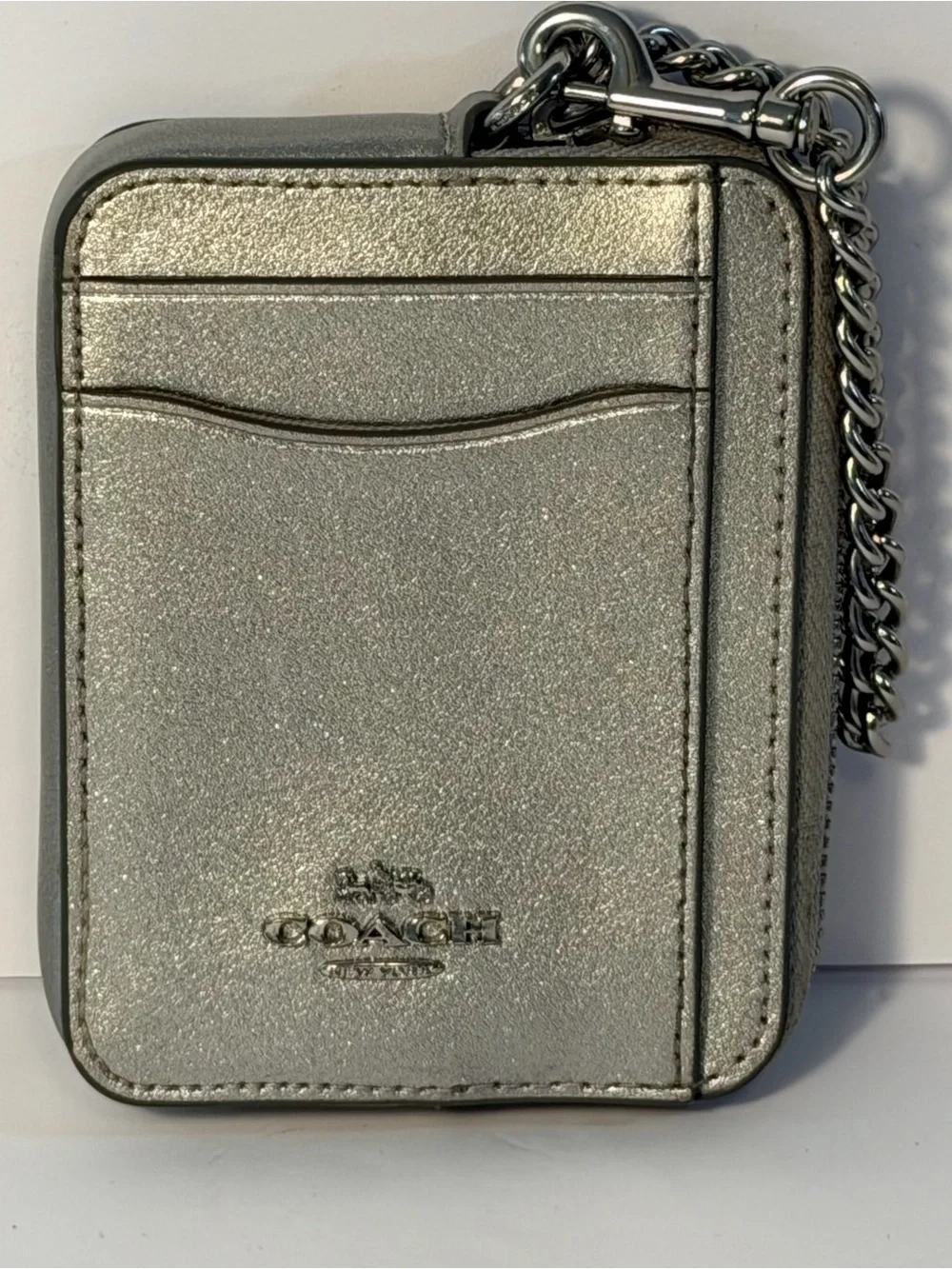 COACH Silver Card Case Phone Accessory with Chain